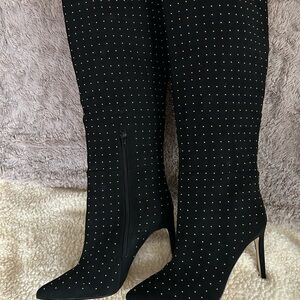 Guess Black Studded Heeled Boots